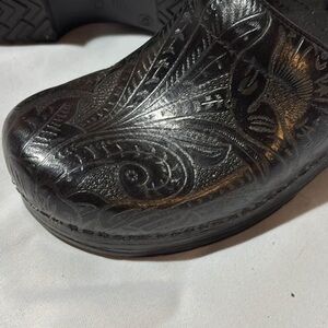 Dansko Black Embossed Leather Mules